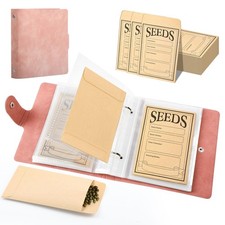Seed Storage Organizer Binder, Leather Seed Sleeves Binder with 50 Pack Seed ...