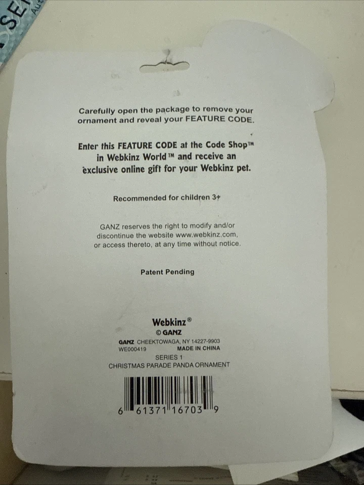 🎄✨ РЕДКИЕ рождественские украшения Webkinz — рождественская парадная панда! ✨ - Изображение 3 из 3