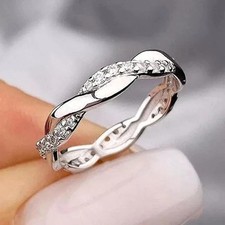 Round 2 CT Lab Created Full Eternity Twisted Band Ring 14k Gold Plated