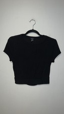 Camiseta corta Rue 21 negra para mujer manga corta doble bebé talla M AA22
