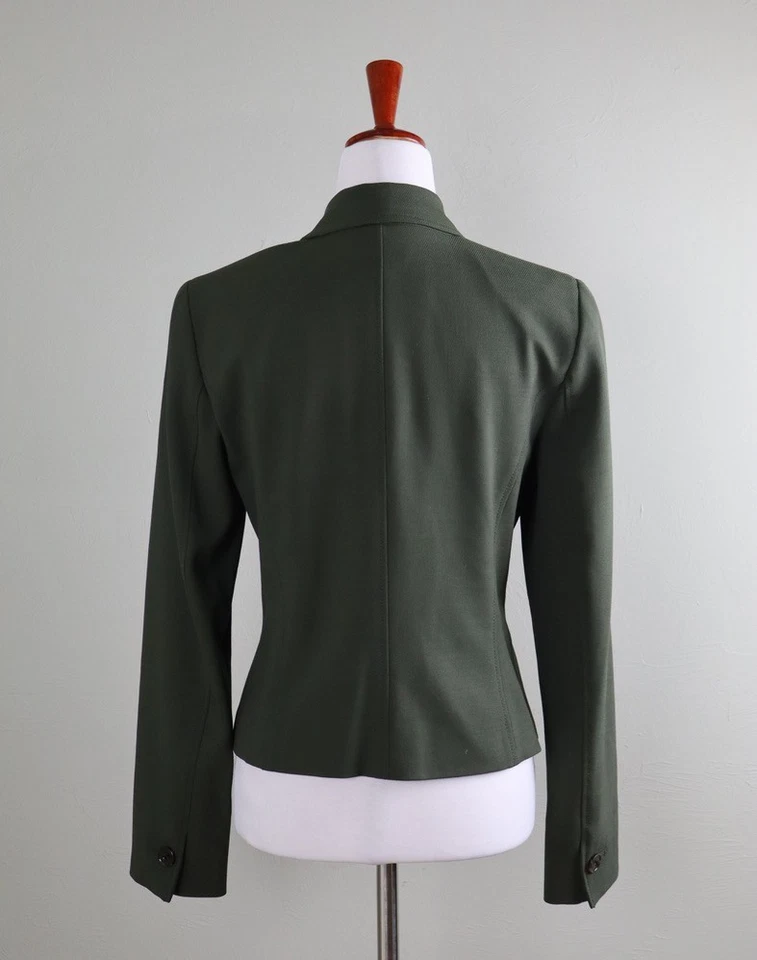 VALE LA PENA Nueva York $329 Verde Sólido Doble Pecho Lana Blazer Chaqueta Top Talla 4 Foto 4 de 4