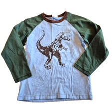 Mini Boden boys size 7-8 dinosaur long sleeve shirt blue, green brown play cond.