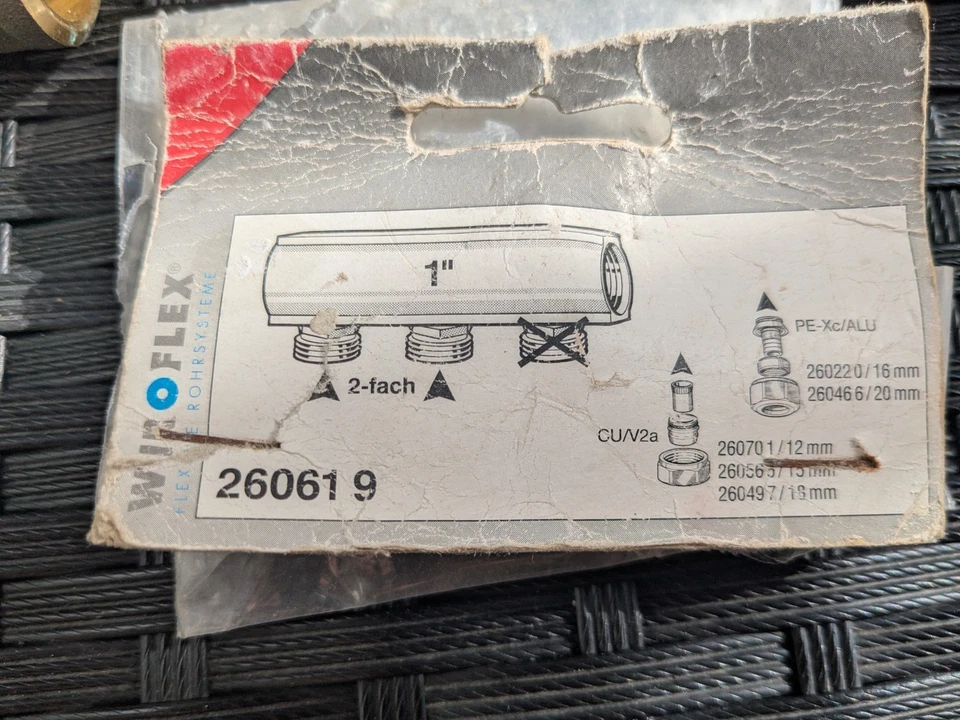 2 x Sanitär-Heizungs-Verteiler 12 €,1 Zoll, 2 Anschlüsse 3/4 Zoll, Wiroflex, neu - Bild 3 von 4