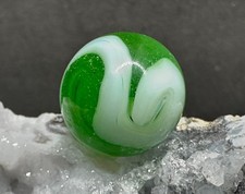 Vintage Alley Agate or Heaton Agate Swirl Marble - Green White - .60"