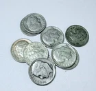 ROOSEVELT SILVER DIMES LOT OF 10 - 90% SILVER FREE SHIPPING #7835