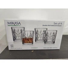Mikasa set of 4 beautiful pattern double rocks glasses