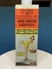 Schaeffer's Washer Shop Easton Pennsylvania Girlie Art VTG Matchbook Cover Lt#87
