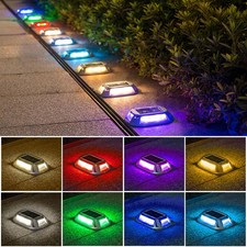 Solar Driveway Lights Dock Deck Lights 4 Pack, 9 Colors in 1, LED Driveway Ma...