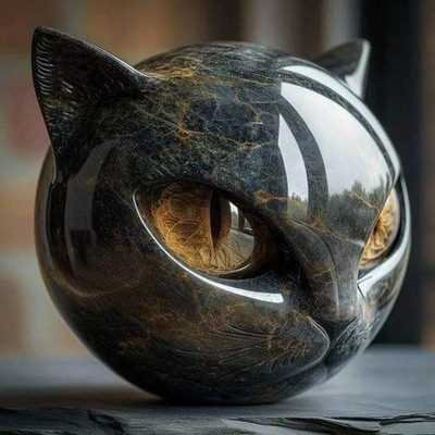 Dekorative schwarze Katze Figur Harz Marmor Textur Andenken Büro Deko