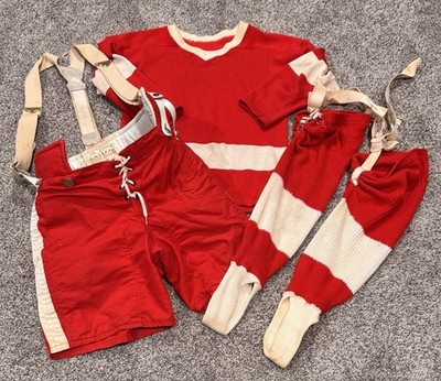 Vintage Winnwell Youth Hockey Uniform Set Red Wings Style 60s 70s
