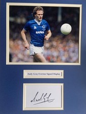 Everton Andy Gray Signed 16" X 12" Double Mounted Display