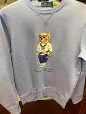 NWT Polo Ralph Lauren Light Blue TENNIS BEAR Fleece Crewneck Sweatshirt