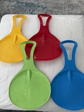 LL Bean SLOPE SLIDER Set of 4 Snow Saucer Sled Spoon Plastic Toy Kids