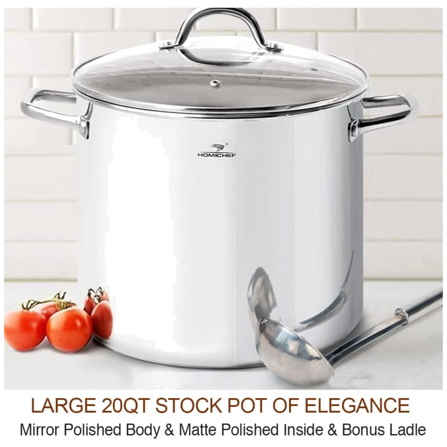 Quality Stainless Steel Stockpot with Glass Lid