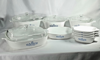 Vintage Corning Ware Blue Cornflower~Casserole-Petite Pans~Lids CorningWare 15pc