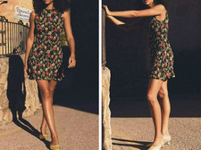 Women Doen Round Neck Floral Short Tank Mini Dress