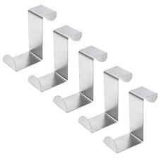 5 Pack Stainless Steel Z-Shaped Over-the-Door Hooks Silver 3/4" 1-1/2"