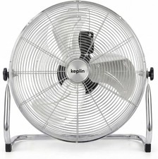 KEPLIN 12" Heavy Duty Chrome Floor Fan with 3 Speeds