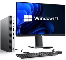 HP 800 G4 Tiny Desktop Computer PC i5-8th 16GB Ram 512GB SSD HDD 24" Wi-Fi Win11
