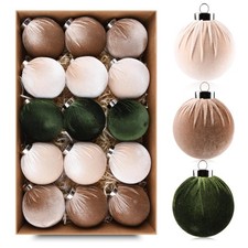 "Christmas Tree Ornaments 15pcs Velvet Shatterproof Balls Multicolor 80mm 3.1...