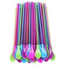 Set of 40 Hard Plastic Spoon Straws 9 Inch Detachable Straws Kitchen Utensil ...