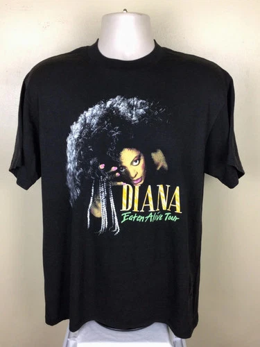 Vtg 1986 Diana Ross Eaten Alive Tour Concert T-Shirt Black L 1980s vintage concert t-shirt, vintage, size XL, single stitch, B+ condition