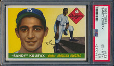 1955 TOPPS BASEBALL #123 SANDY KOUFAX RC PSA 6.5 EX-MT+ HOF ROOKIE