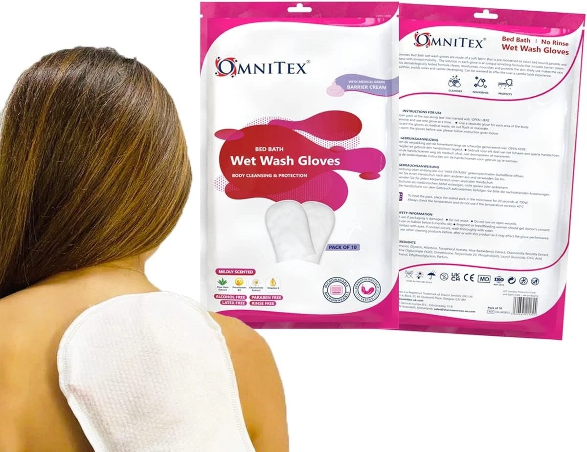 50 Stück Omnitex Premium Bett Bad Nasswaschhandschuhe - mikrowellengeeignet 5 x 10 Stück (WGB10)