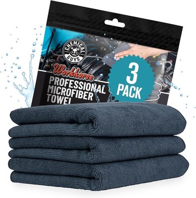 Chemical Guys Workhorse Professional Grade Microfiber Towels for Cars - Black 16