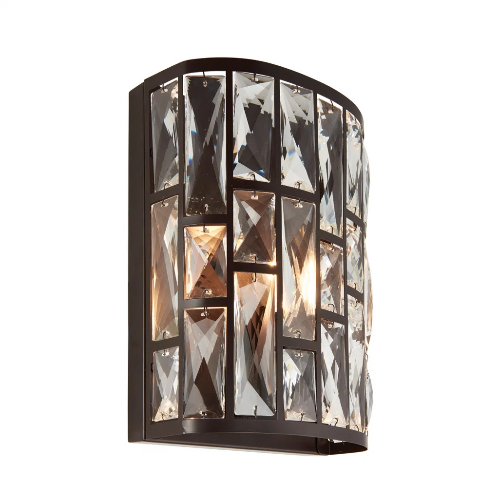 Wall Light Bronze Belle Semi Flush Mounted Dark Clear Crystal Endon 69392