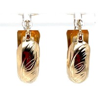 14k Yellow Gold 11/16" High Floral Engraved Round Hoop Earrings 1.6 Grams