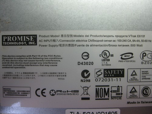 USED PROMISE TECHNOLOGY - VTrak E-Class VTE610F SAN RAID Chassis + 8x 1TB HDD. - Picture 4 of 11