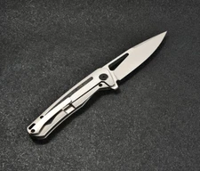 CMB Made Knives Folding Knife 3.750" CPM S35VN Steel Blade Titanium/Carbon Fiber