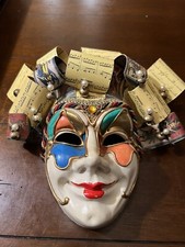 Venetian Colorful Jester Full Face Mask Mardi Gras Carnivale Music Notes Bells