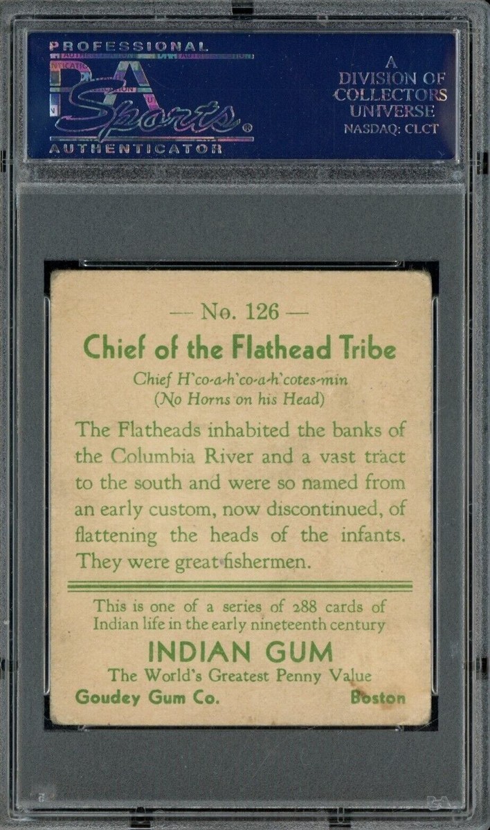 1933 Goudey Indian Gum #126 Series 288 Low Skip Chief of Flathead