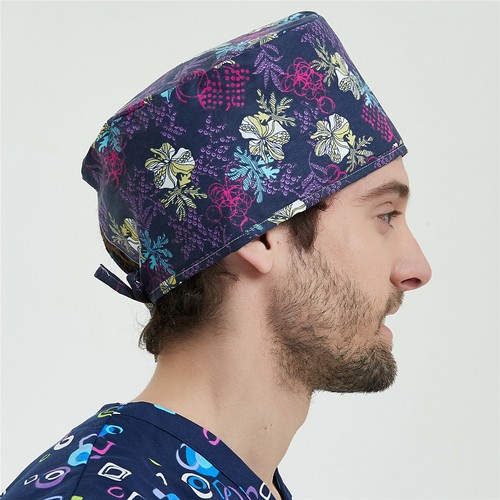 Womens/Mens Florals Printed Cap Scrub Hat/Cap Head Wear Adjustable Accessories - Picture 316 of 660