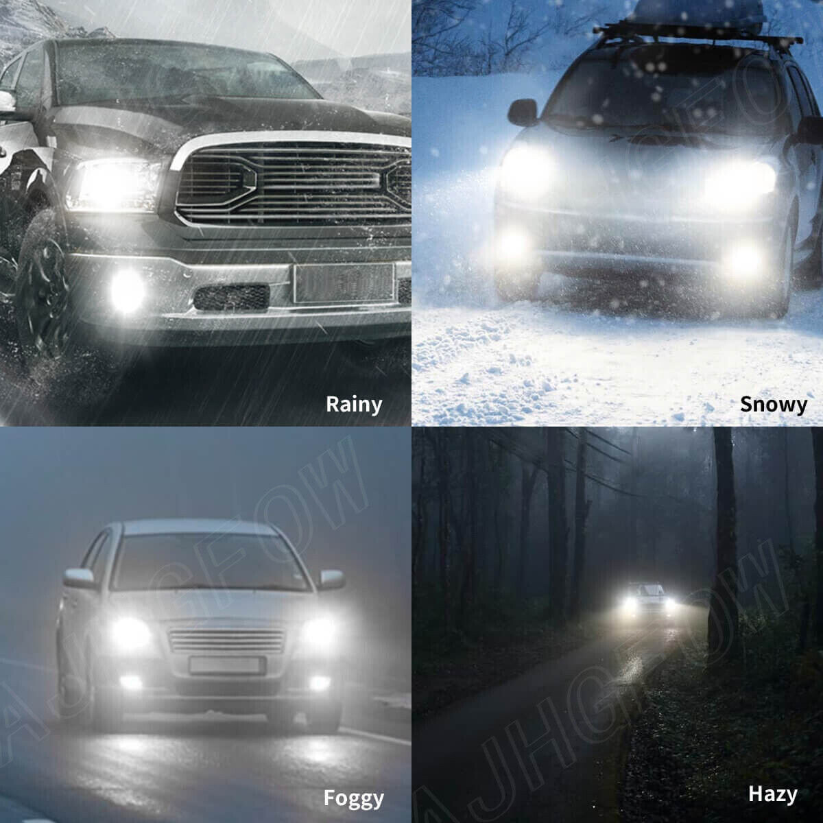 AJHGFOW 2PCS H11 LED Headlight Super Bright Bulb Kit 6000K White LOW Beam Light