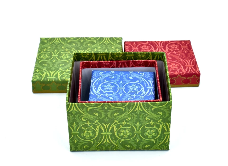 Decorative Floral Nesting Storage Box Set,3x,Green Box,Red Box,Blue Box - Image 4 of 4