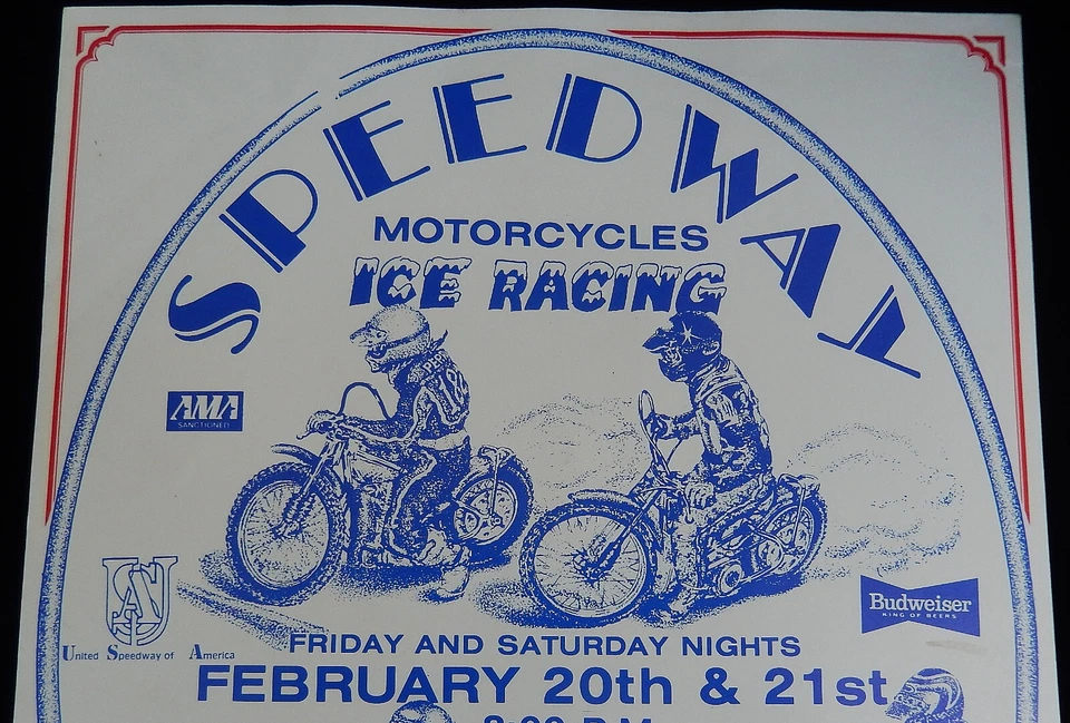 1987 Original Speedway Motorcycle Ice Championship Poster Cow Palace S.F. - Image 2 of 4