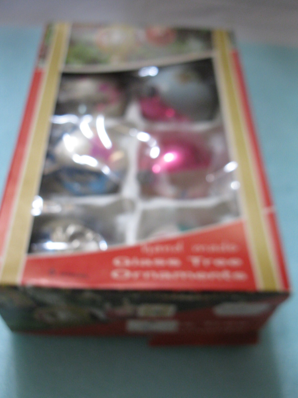 VINTAGE GLASS CHRISTMAS TREE ORNAMENTS 6 MOSTLY POLAND WITH BOX GOOD