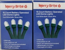 Merry Brite 15 Count Battery Operated LED Dome Lights Cool White  5ft 2 Pk