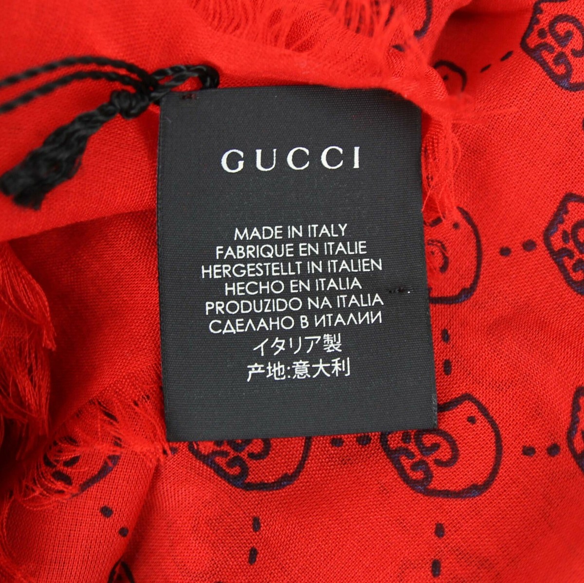 Gucci Ghost Red Modal/Silk GG Skull Print Large Square Scarf