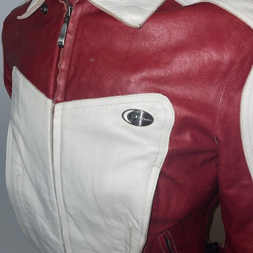 Hein Gericke Leather Padded Jacket Red White Motorcycle Womens Size 8 - Picture 8 of 21