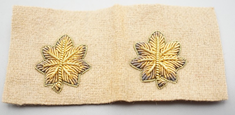 WWI Army Major Rank Gold Bullion On Wool Patch Set