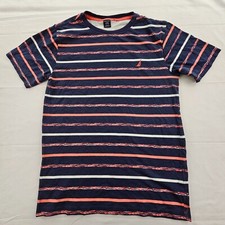 Nautica Blue Striped Short Sleeve Cotton T-Shirt Boys L