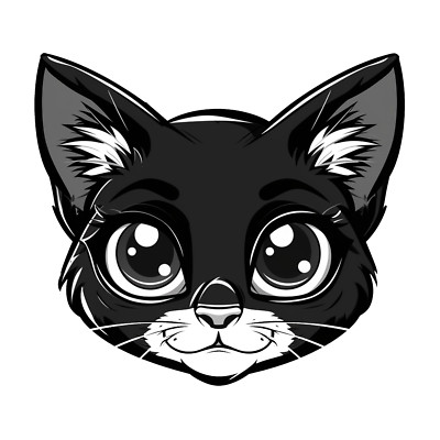 Cat Head 4'' Cute Kitty Meow Kitten Pet Adopt Black White Face Gray