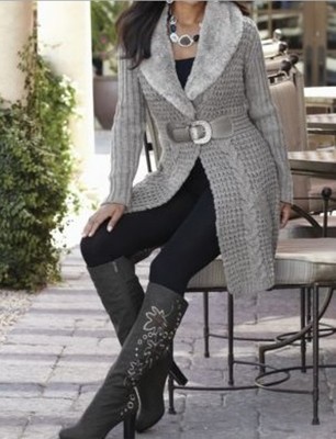 Women's Church X-mas Winter Fall faux fur Sweater coat jacket