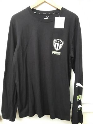 Puma Men's Midfield Black Long Sleeve T-Shirt Size M NWT