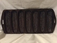 Vintage Unmarked Lodge C 27 Corn Cob Shaped Cast Iron Cornbread Pan, Refinished