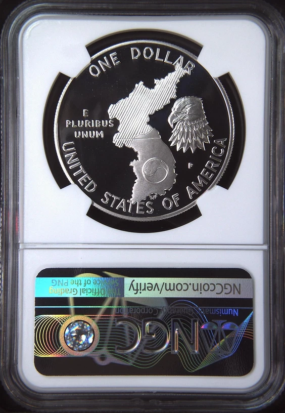 :1991-P S1$ Korean War Commemorative Silver Dollar NGC PF70UC Rarity R4 Top Pop - Image 2 of 2